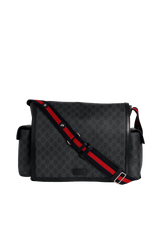 GG SUPREME MONOGRAM WEB MESSENGER DIAPER BAG