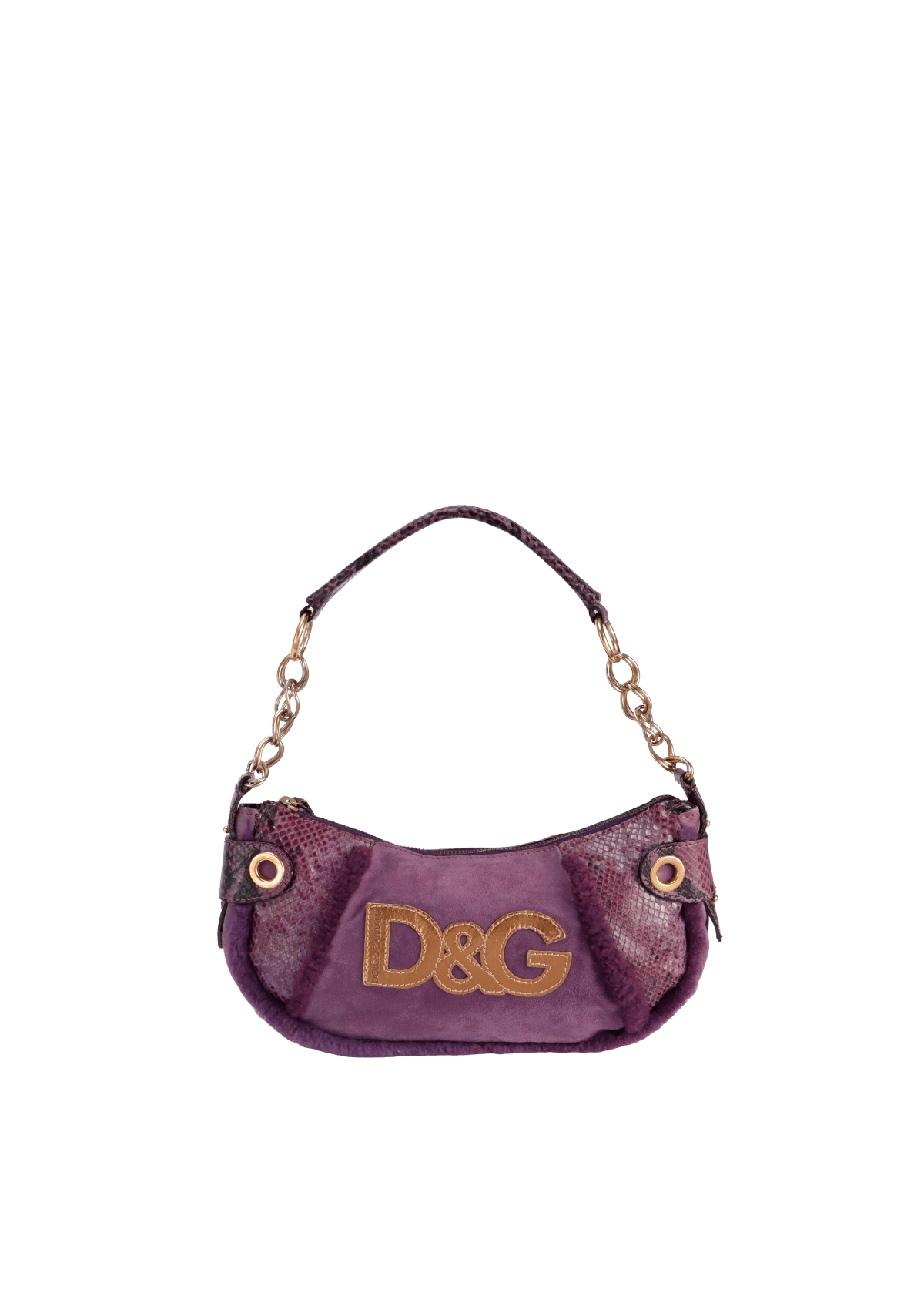 BOLSA DOLCE & GABBANA VINTAGE FUR D&G SHOULDER BAG ROXO ORIGINAL