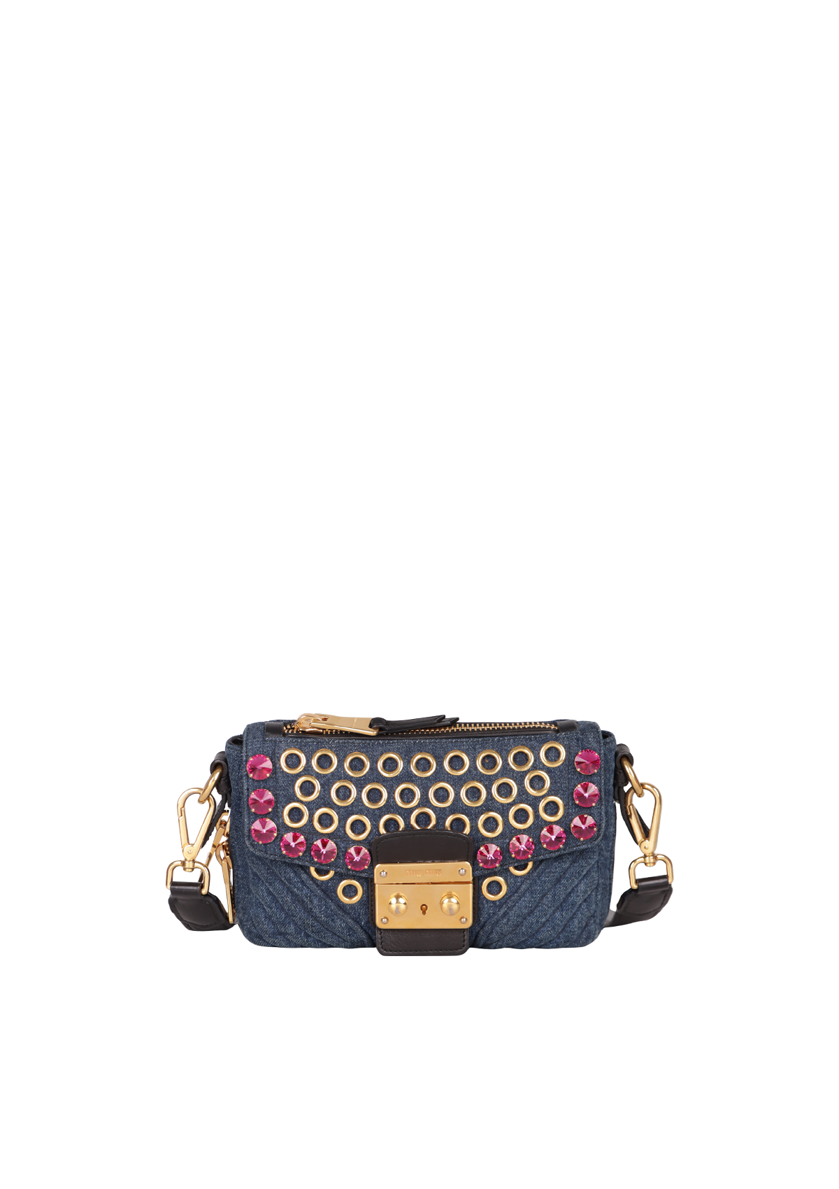 BOLSA MIU MIU DENIM BIKER CROSSOBODY BAG AZUL ORIGINAL – Gringa