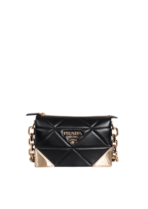 QUILTED TRIANGLE ZIP SHOULDER BAG