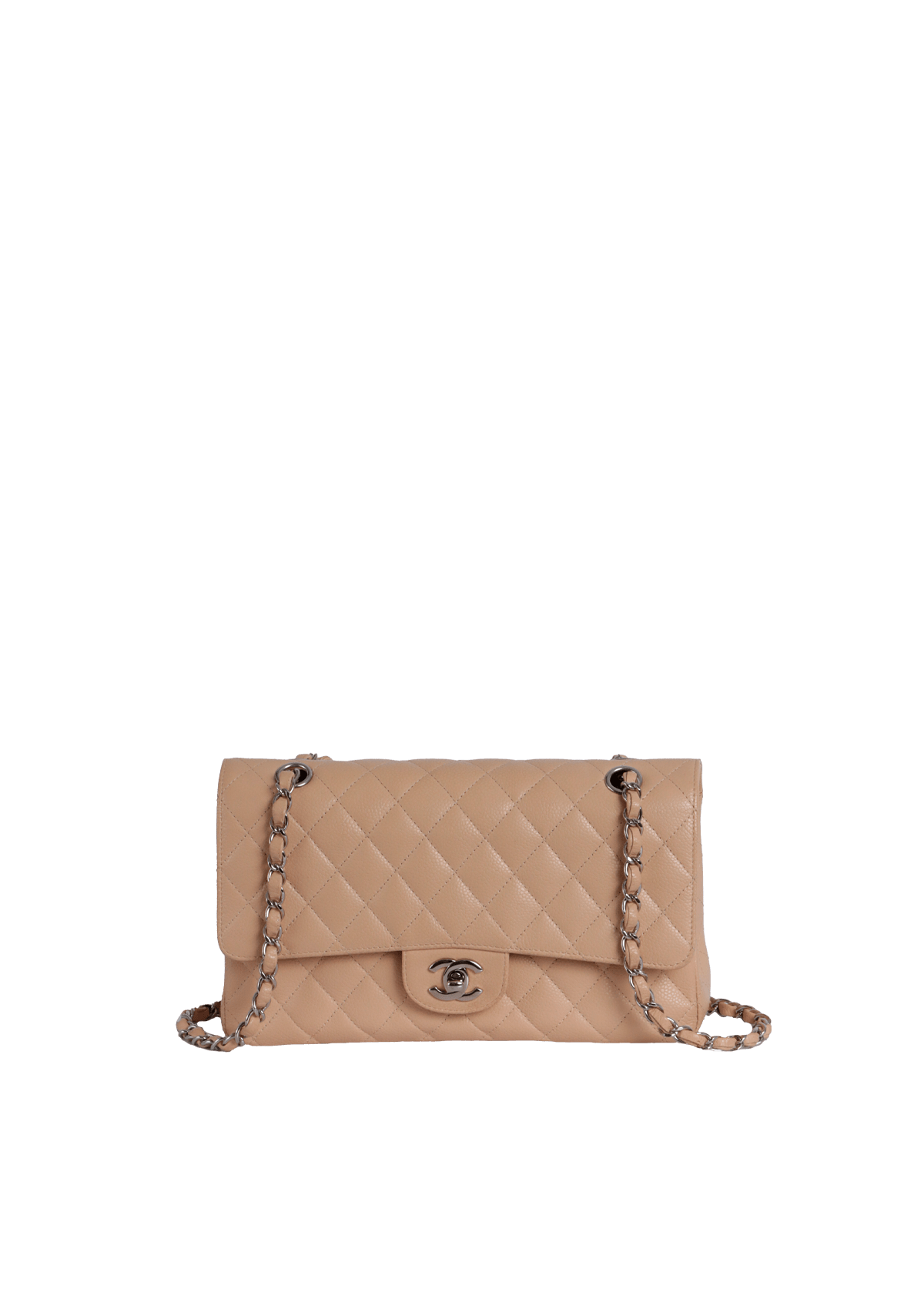 BOLSA CHANEL MEDIUM CLASSIC DOUBLE FLAP CAVIAR BEGE ORIGINAL – Gringa