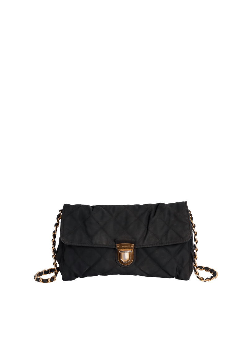 QUILTED TESSUTO PUSHLOCK CHAIN FLAP BAG