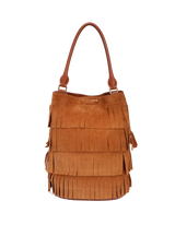 SUEDE FRINGE BUCKET BAG