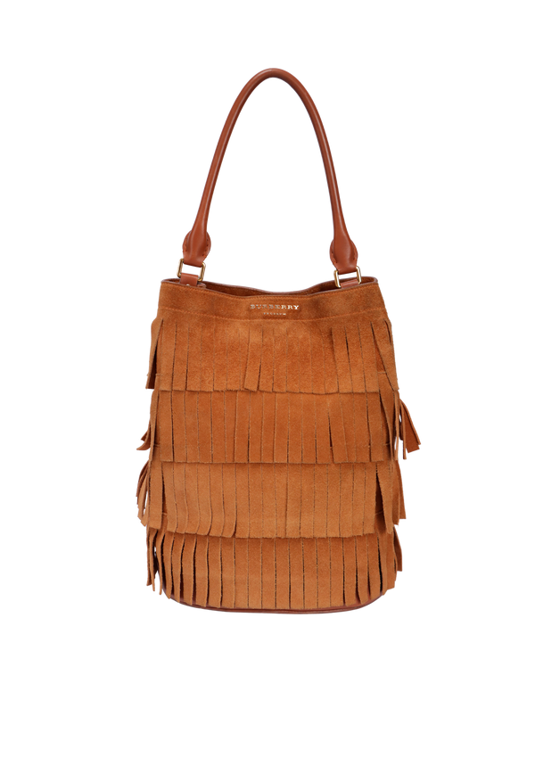 SUEDE FRINGE BUCKET BAG