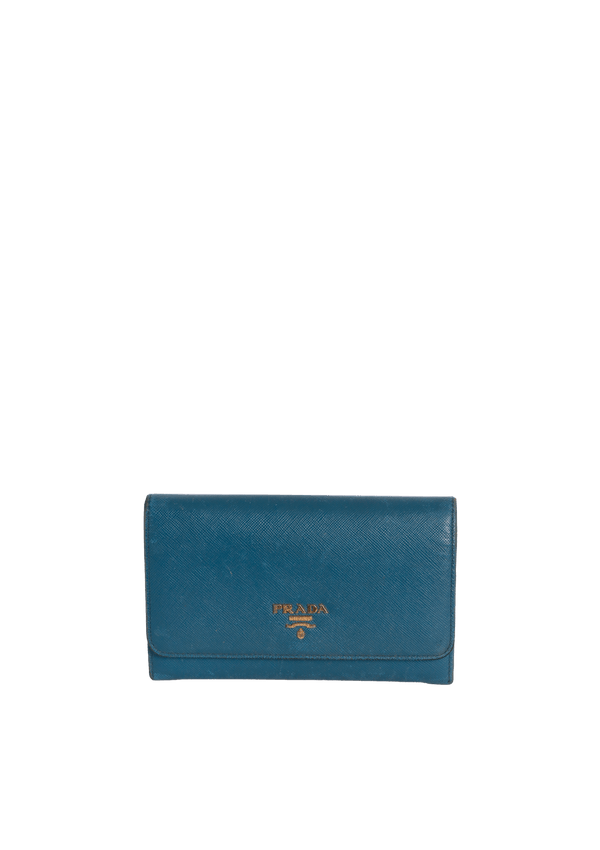 SAFFIANO AZURRO METAL WALLET