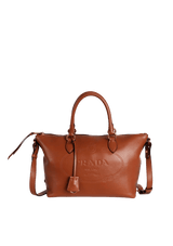 GLACE CALF EMBOSSED LOGO TOTE