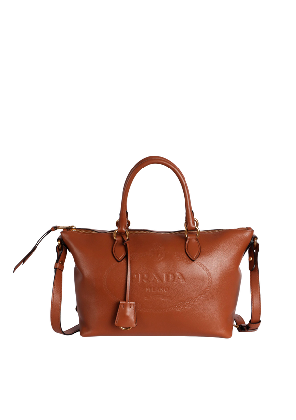 GLACE CALF EMBOSSED LOGO TOTE