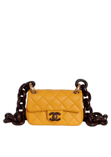PARIS-DAKAR WENGE WOOD CLASSIC RECTANGULAR MINI FLAP BAG