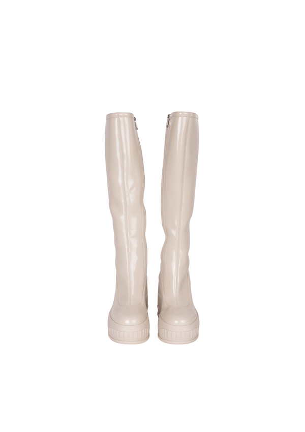 ECRU VINYL KNEE-HIGH BOOTS 37