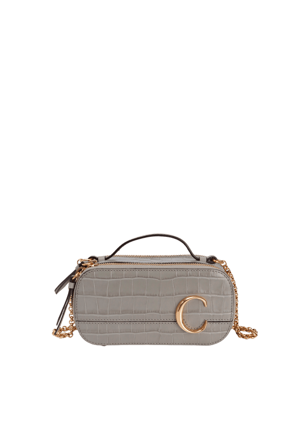 CROCODILE EMBOSSED MINI C VANITY BAG