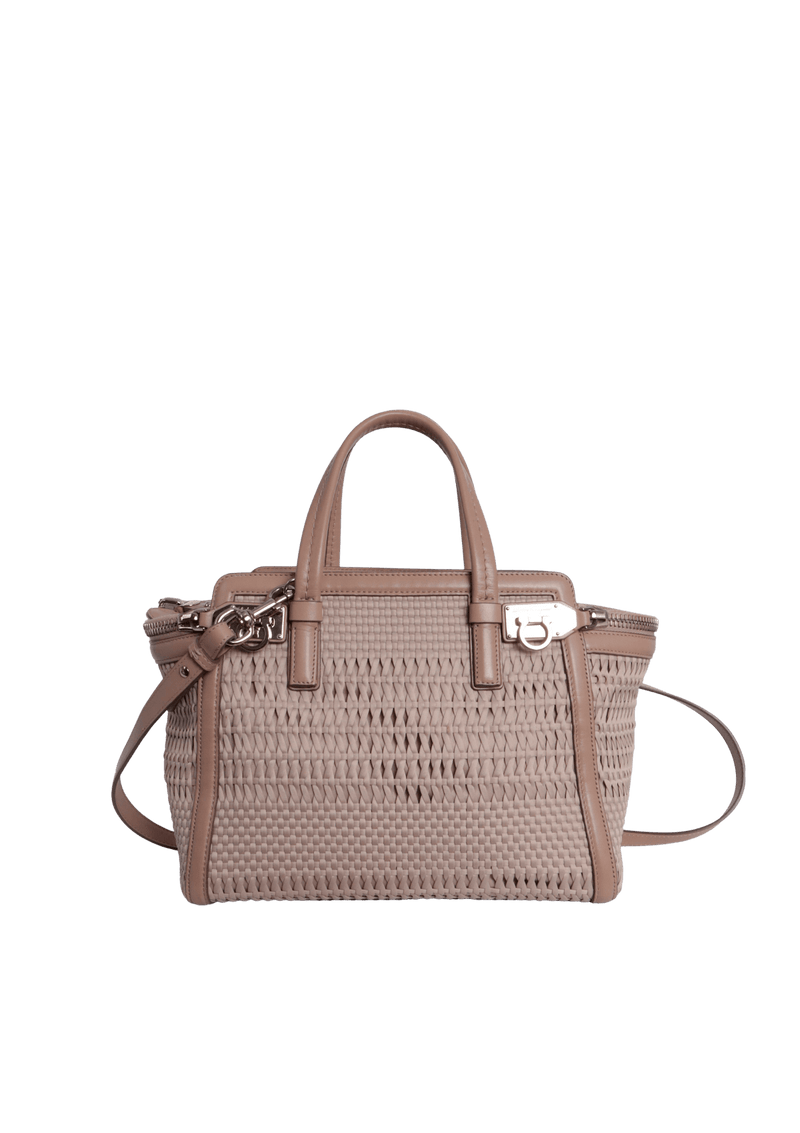 SMALL WOVEN SATIN SATCHEL BAG