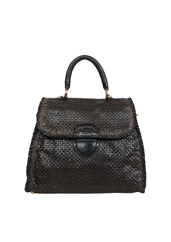 WOVEN MADRAS TOP HANDLE BAG