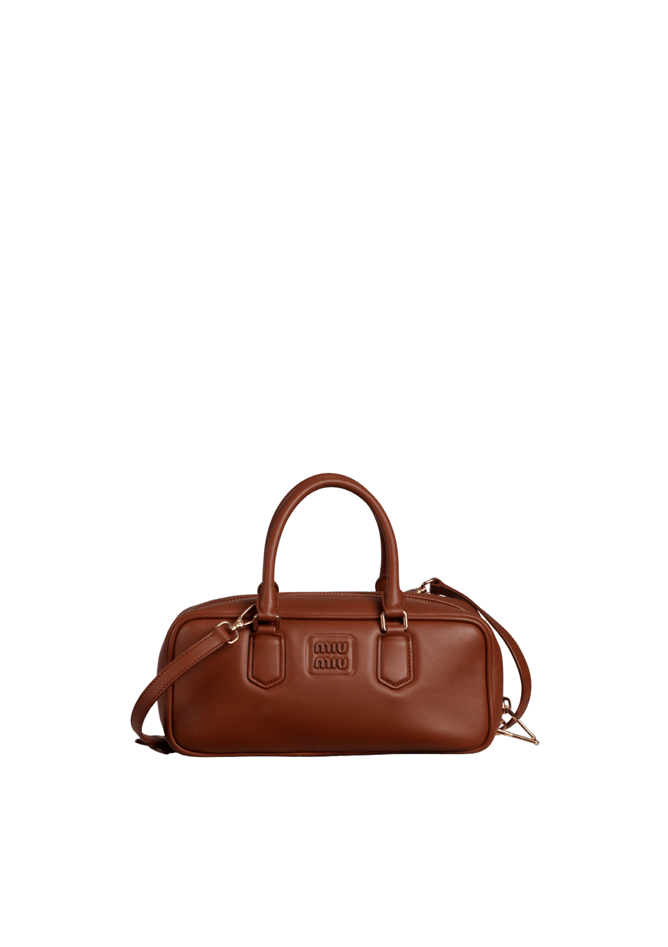 BOLSA MIU MIU LEATHER ARCADIE HANDLE BAG MARROM ORIGINAL – Gringa