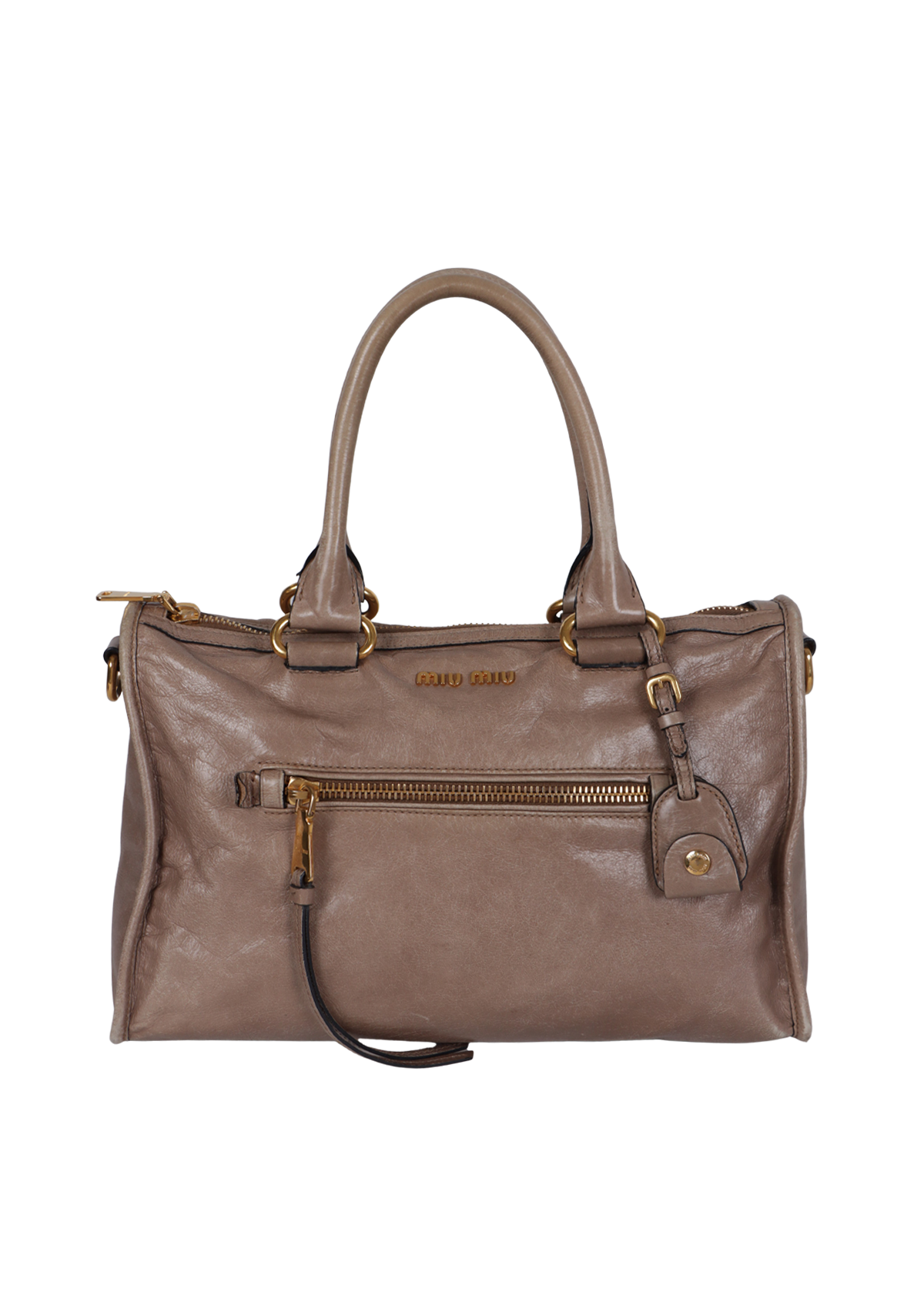 BOLSA MIU MIU VITELLO SHINE SATCHEL CINZA ORIGINAL – Gringa