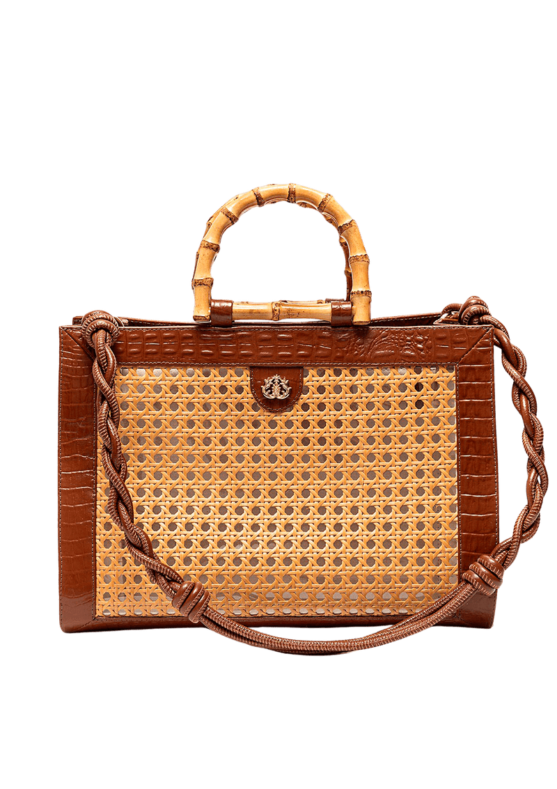 BOLSA DIANA MAXI EM COURO NATURAL E PALHA INDIANA