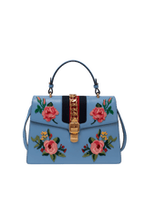 EMBROIDERED SYLVIE TOP HANDLE BAG
