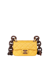 PARIS-DAKAR WENGE WOOD CLASSIC RECTANGULAR MINI FLAP BAG