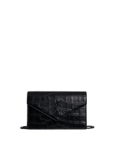 MONOGRAM ENVELOPE WALLET ON CHAIN CROCODILE EMBOSSED