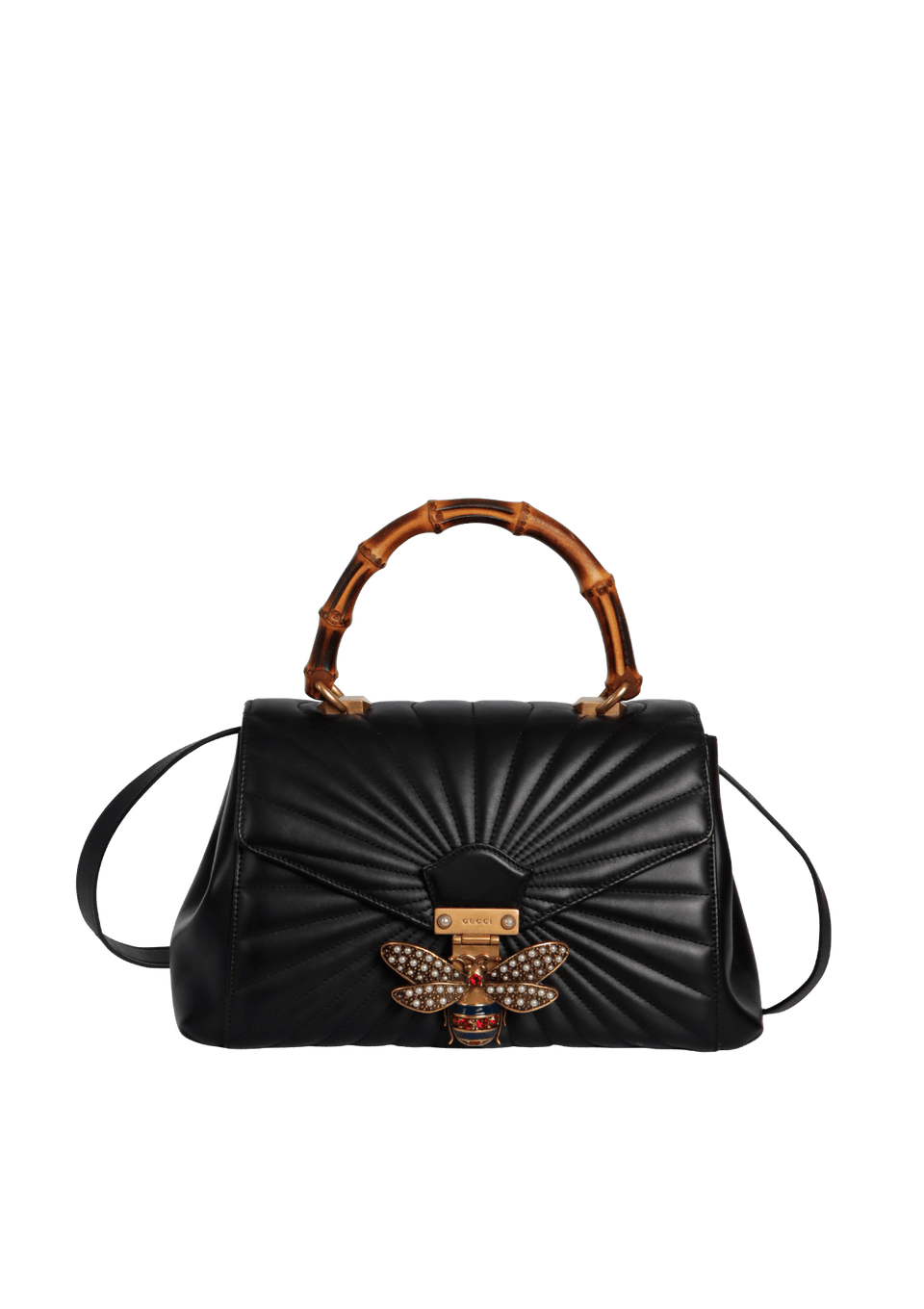BOLSA GUCCI MEDIUM QUEEN MARGARET BAMBOO TOP HANDLE BAG PRETO