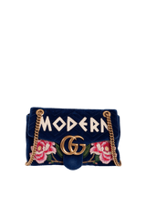 GG MARMONT EMBROIDERED VELVET MEDIUM BAG