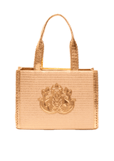 BOLSA MAXI TOTE RAVENA EM PALHA E COURO