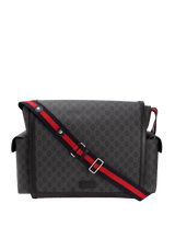 GG SUPREME MONOGRAM WEB DIAPER BAG