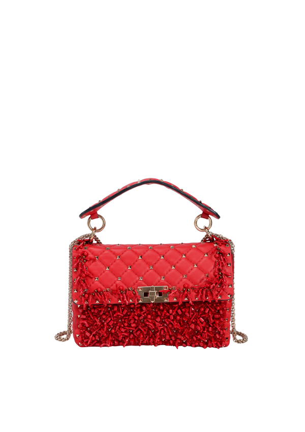 SEQUINS SMALL ROCKSTUD SPIKE FLAP BAG