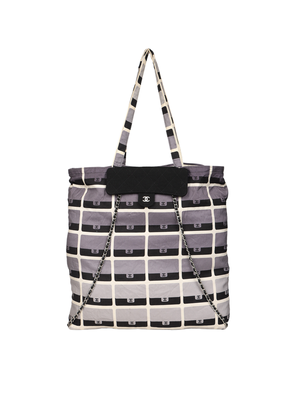 JERSEY AND GRAPHIC PRINT FOLDABLE TOTE