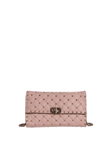 ROCKSTUD SPIKE CRAQUELE CALFSKIN WALLET ON CHAIN