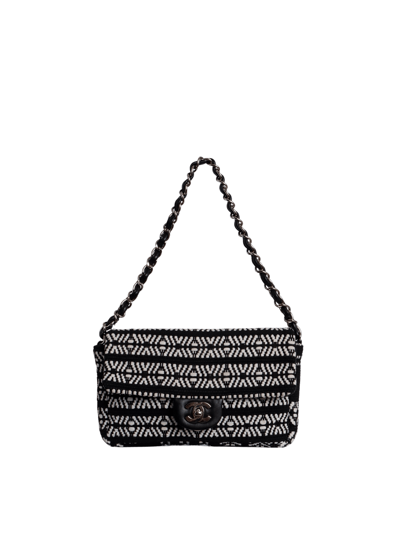 WOVEN TWEED FLAP BAG