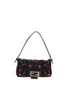 DENIM EMBROIDERED BAGUETTE BAG