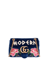 GG MARMONT EMBROIDERED VELVET MEDIUM BAG