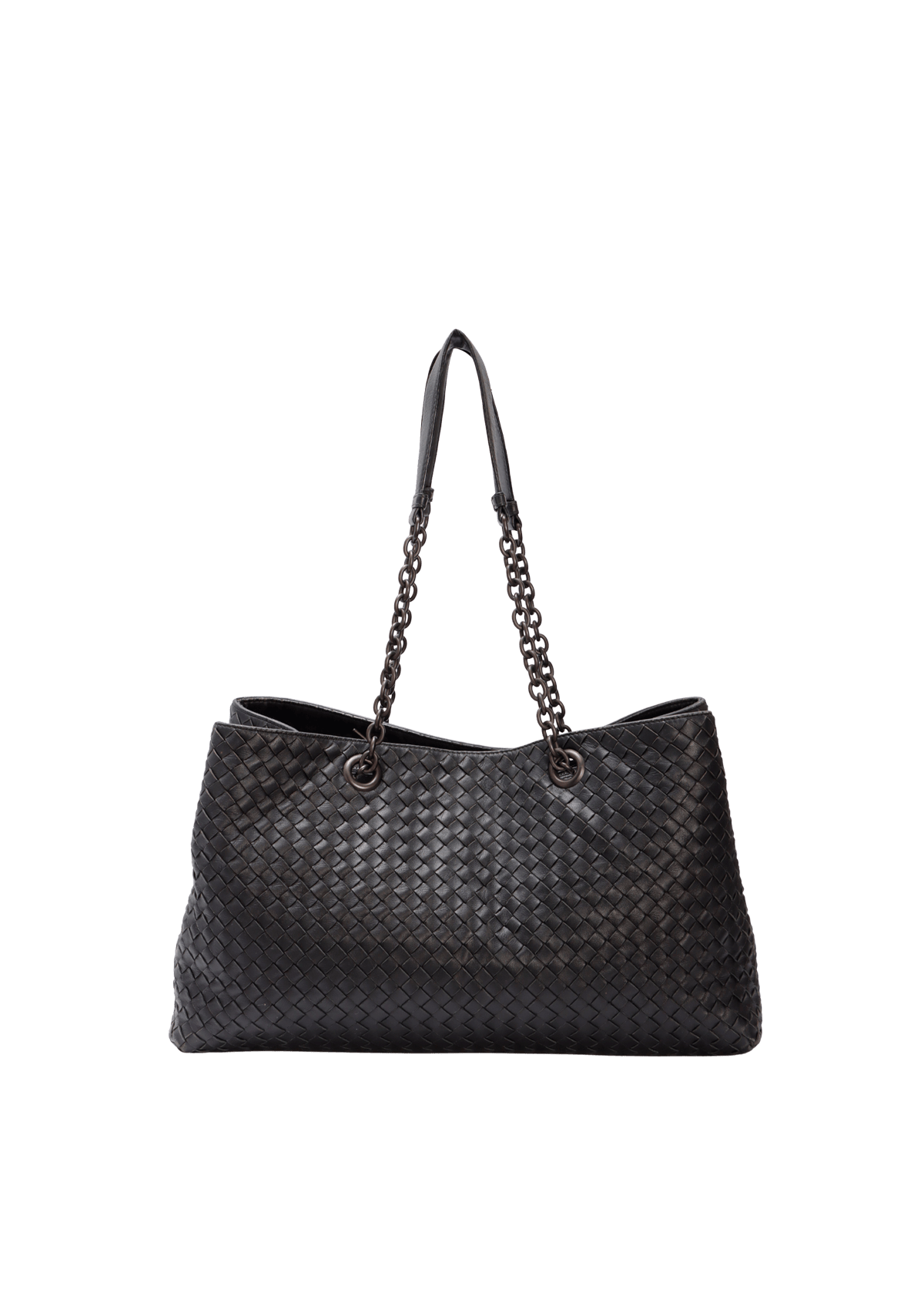 BOLSA BOTTEGA VENETA INTRECCIATO DOUBLE CHAIN TOTE PRETO ORIGINAL
