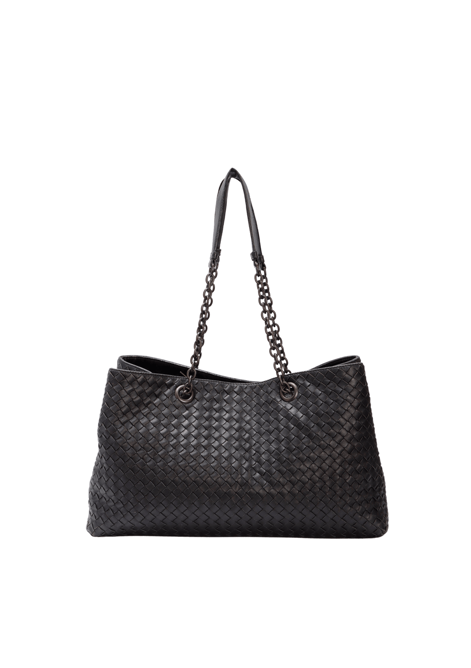 バッグ BOTTEGA VENETA INTRECCIATO LEATHER BAG BOLSA BOTTEGA VENETA INTRECCIATO DOUBLE CHAIN TOTE PRETO ORIGINAL