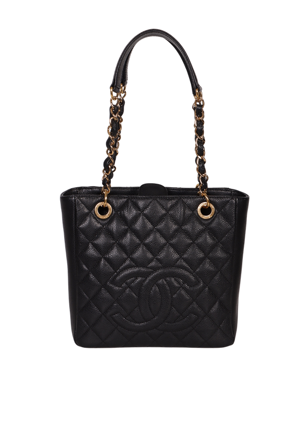PETITE TIMELESS SHOPPING TOTE CAVIAR