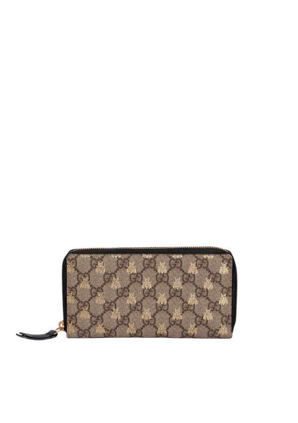 GG SUPREME BEES ZIP-AROUND WALLET
