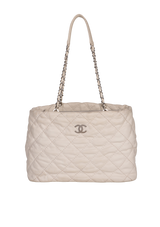 QUILTED LEATHER LOVE ME TENDER TOTE BAG