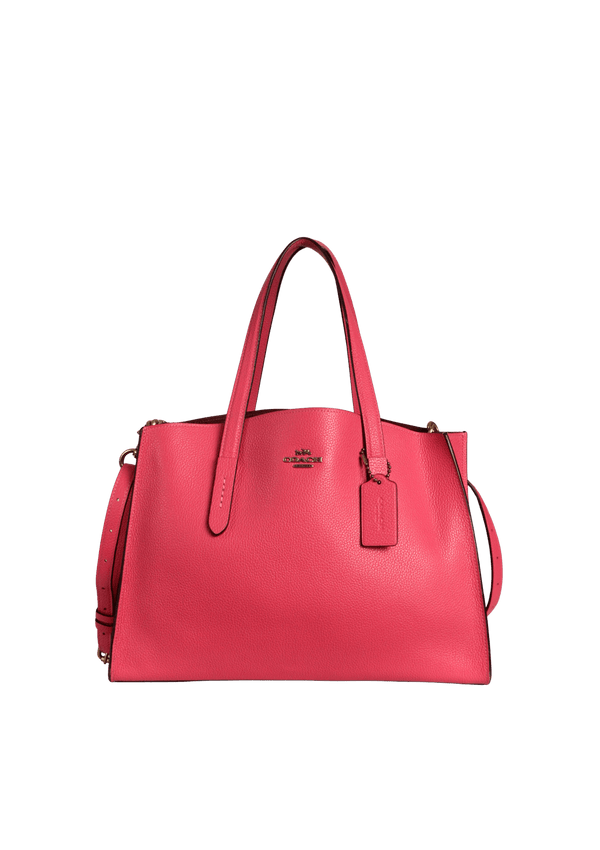 GRAINED LEATHER OPEN TOTE