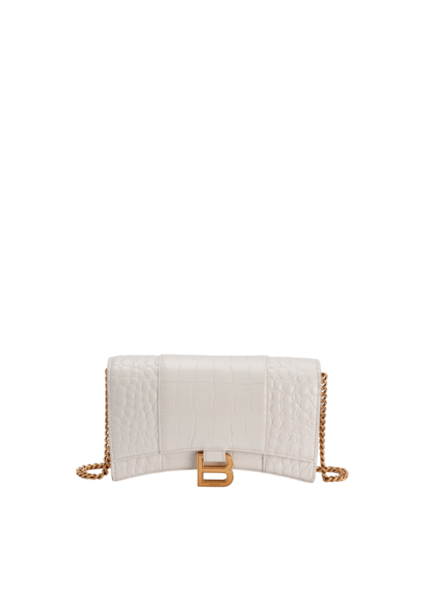 HOURGLASS WALLET ON CHAIN CROCODILE EMBOSSED