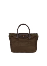 TESSUTO AND SAFFIANO CONVERTIBLE FLAP TOTE