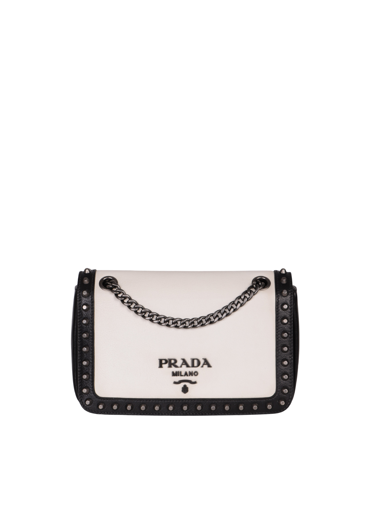 BOLSA PRADA GLACE CALF STUDDED FLAP BAG BICOLOR ORIGINAL – Gringa