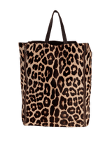 LEOPARD VERTICAL GUSSET CABAS TOTE