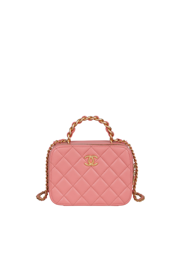 LAMBSKIN QUILTED TO HANDLE SMALL VANITY CASE