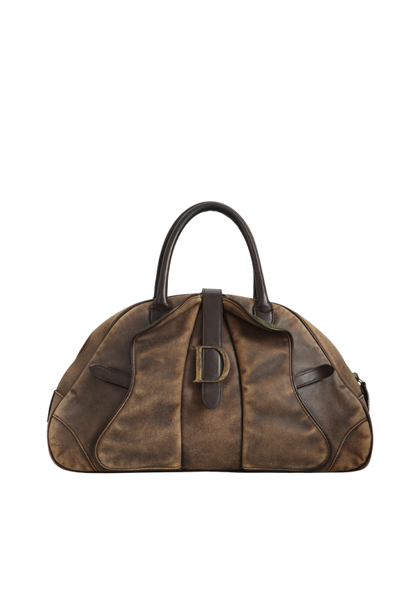 LARGE VINTAGE DOUBLE SADDLE BOWLER BAG