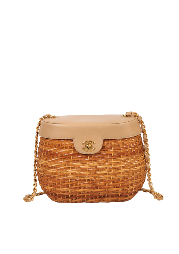 VINTAGE CC WICKER  BASKET BAG