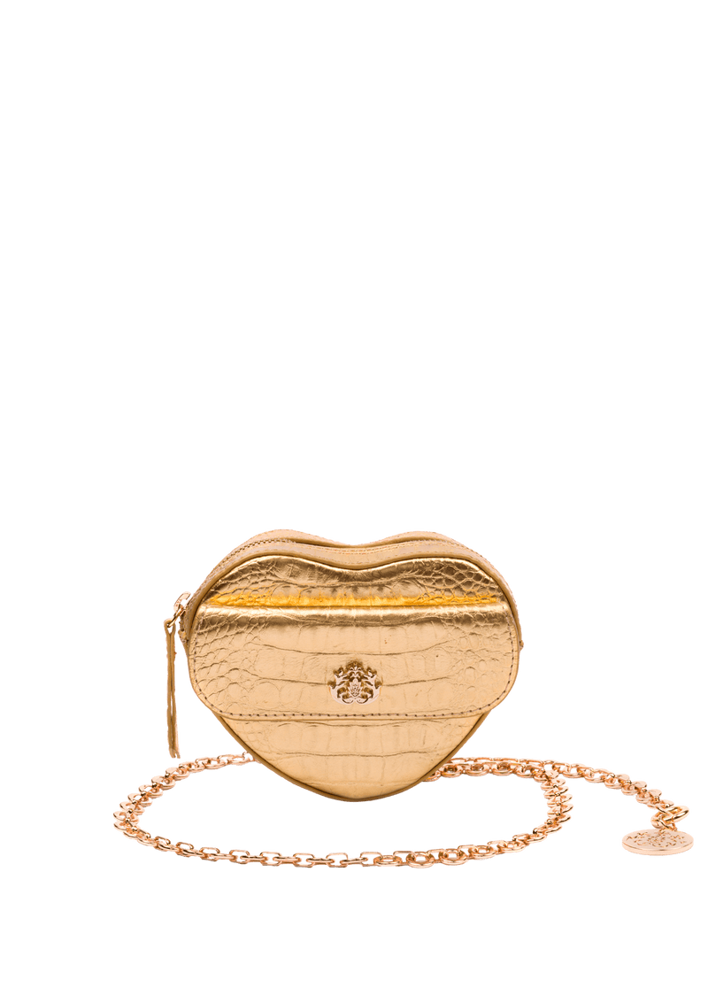 MINI BOLSA HEART EM COURO