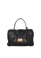 LEATHER PUSH LOCK SATCHEL BAG