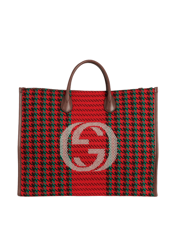 COTTON WOOL HOUNDSTOOTH TOTE BAG