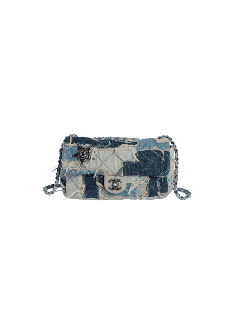 BOLSA CHANEL PARIS-DALLAS SINGLE FLAP PATCHWORK DENIM AZUL ORIGINAL