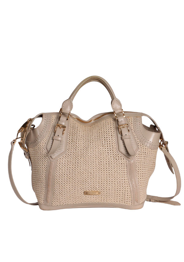 RAFFIA TRIMMED SATCHEL BAG